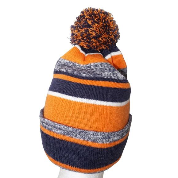 Denver Broncos NFL Football New Era Beanie - Stripe Cuff Knit Hat Pom Cap - Picture 4 of 7
